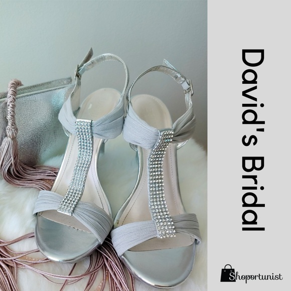 David's Bridal Shoes - Crystal T-Strap High Heel Sandals